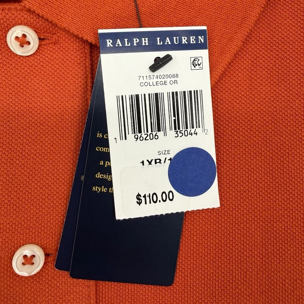 Polo Ralph Lauren Polo Shirt  Mens Sz 1XB Classic Fit Orange  Short Sleeve Pique